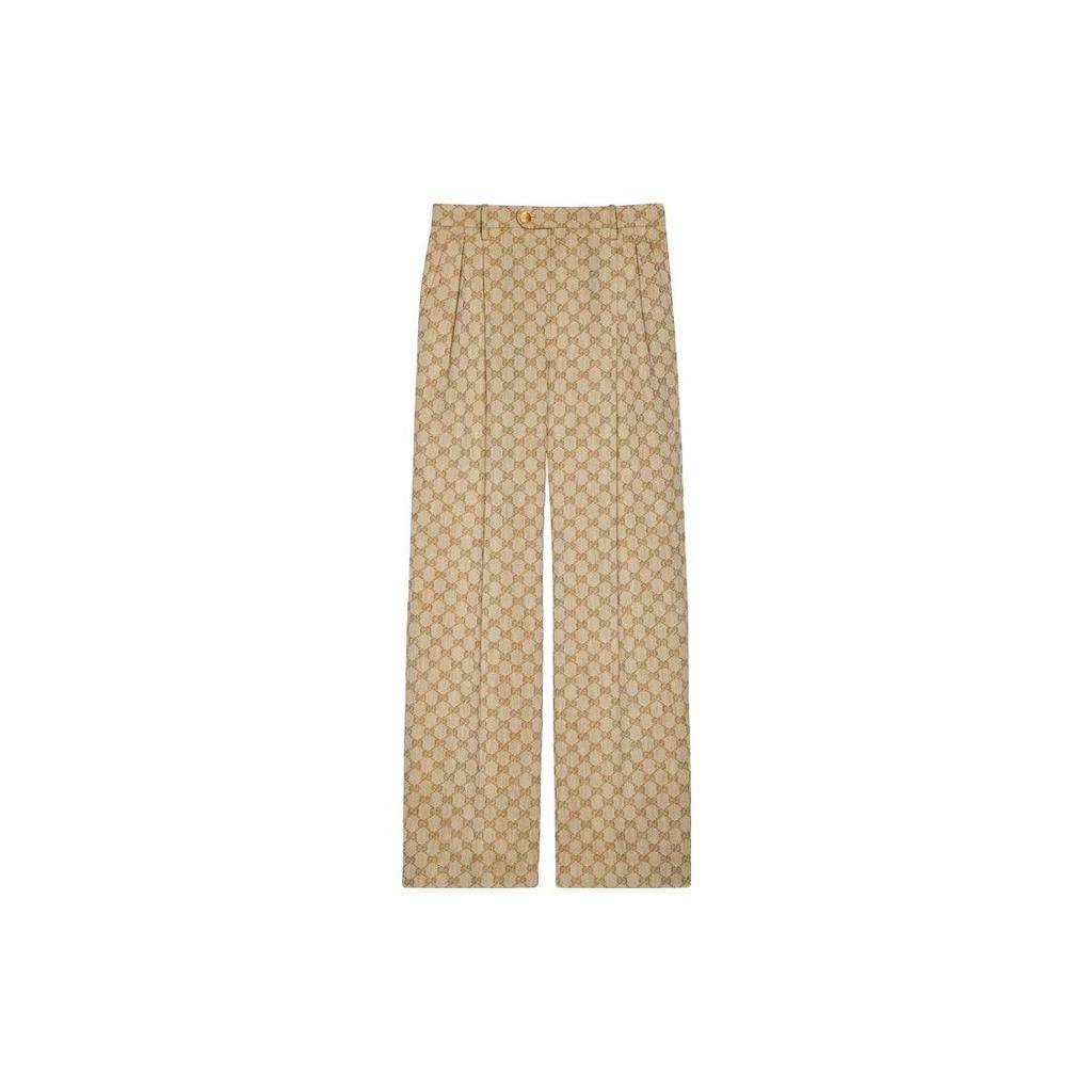 Gucci Gg Linen Cotton Jacquard Trousers Beige 756533-ZAMC5-2014