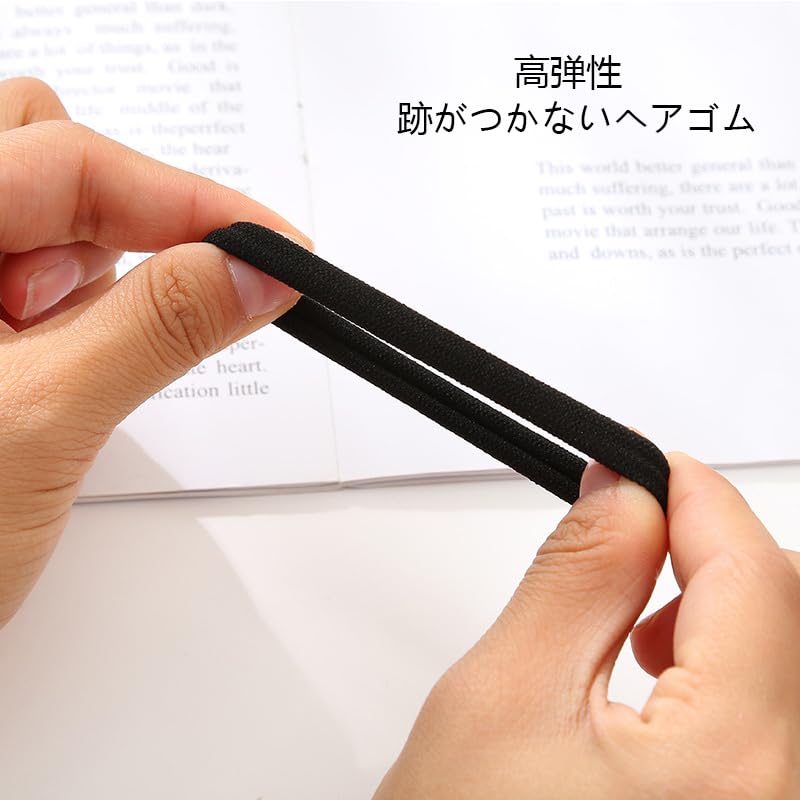 Hair tie black rubber band no marks ponytail ring high elasticity holder thick stylish accessory outer diameter 4cm (standard circular)