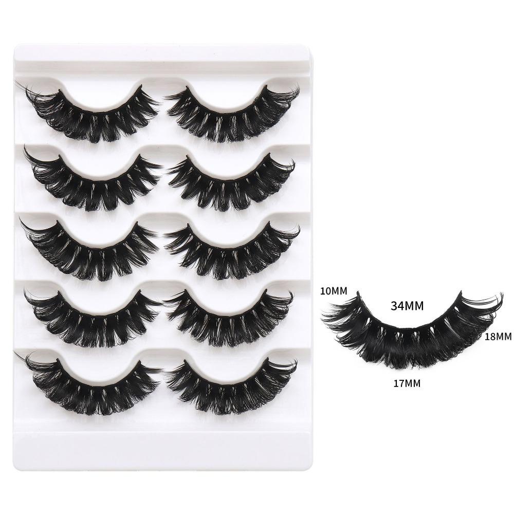 5Pairs Dense Fluffy False Eyelashes Lashes Extension D Curled Eyelashes  Grafting Lashes
