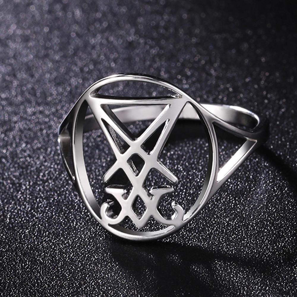 

Dawapara Leviathan Cross Ring Stainless Steel Church Seal of Lucifer Alchemical Symbol Gothic Jewelry 11