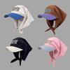 Color Block Letter Embroidery Baseball Cap for Women, Sweet Tie Band Peak Hat, Korean Spring Summer Outdoor Sun Cap