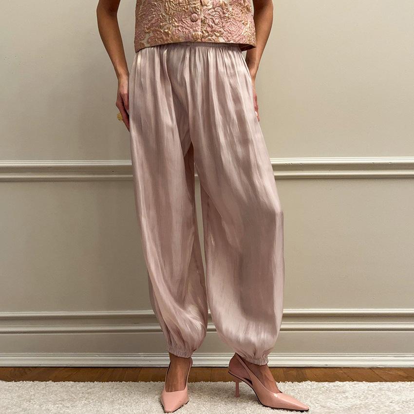 

Women s Spring/Summer Relaxed-Fit Casual Pants: Loose-Fitting, Slimming, Comfortable, and Perfect for Commuting XS розовый