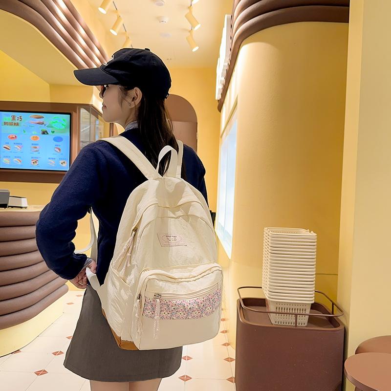 Рюкзак женский маленький цветочный лоскутный студенческий рюкзак большой емкости зелёный — фото 3