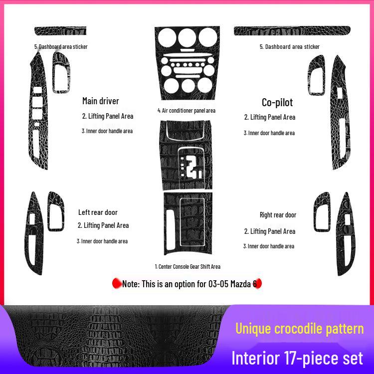Mazda 6 Mittkonsol Växelspak Film: Dekorationsstickers för interiör (2003-2015)