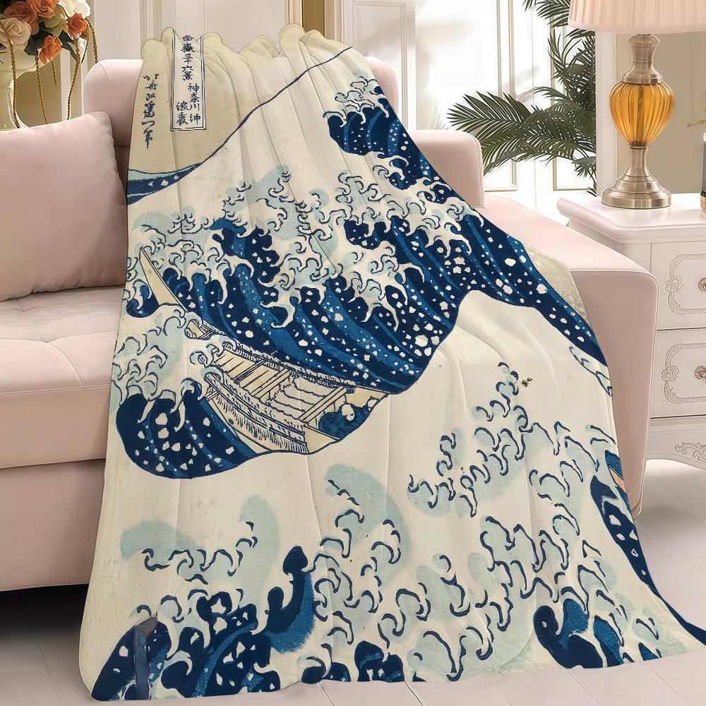 Art K Katsushika Hokusai Blanket Warm Soft Suitable For Bedroom Sofa Bed Living Room Office Travel Camping Gifts