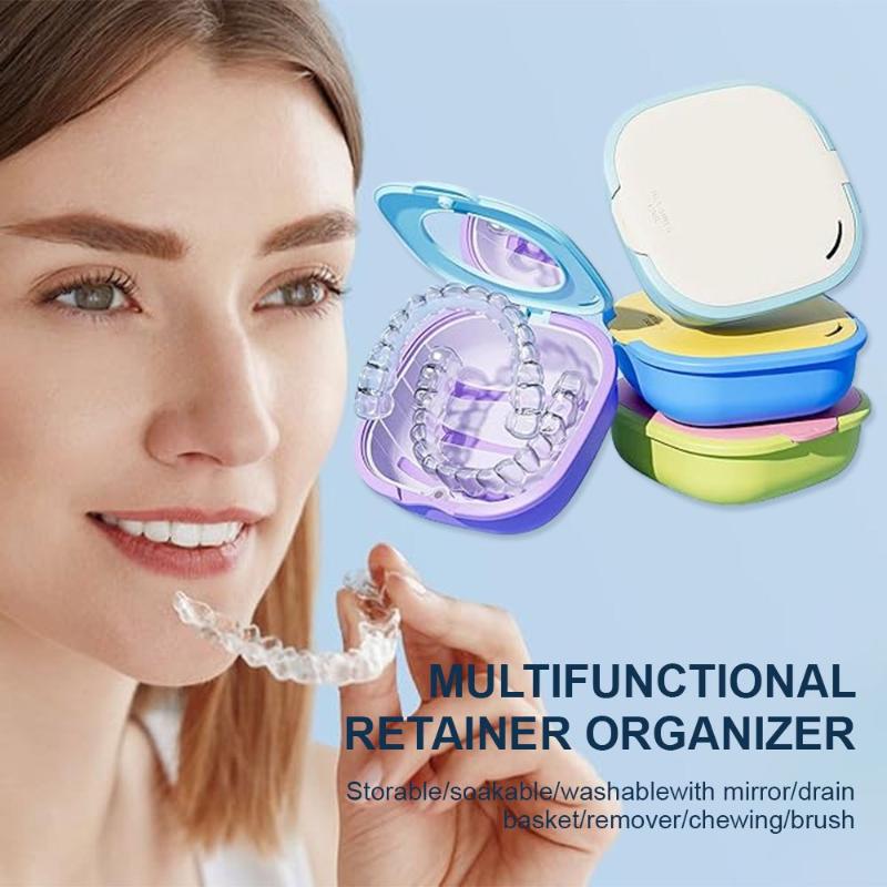 New Models Magnetic Invisible Braces Storage Box With Mirror Retainer Braces Box Denture Drain Soaking Box