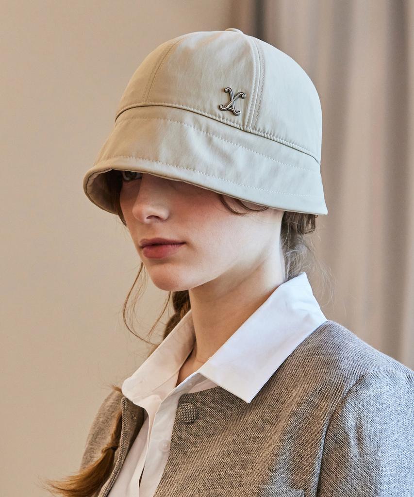 Bajal Va Curved Studded Nylon Bonnet Hat Beige