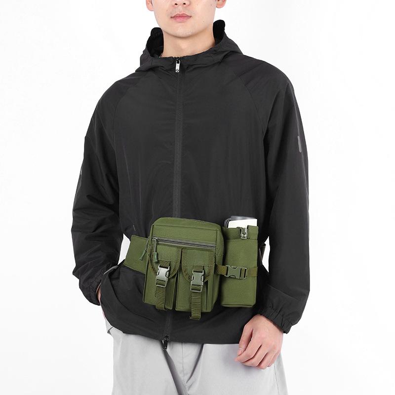 Tactical Multifunctional Water Kettle Bag Anti-Splashing Wear-Resistant Mobile Phone Bag Sports Waist Bag Men's Outdoor Cycling Bag
