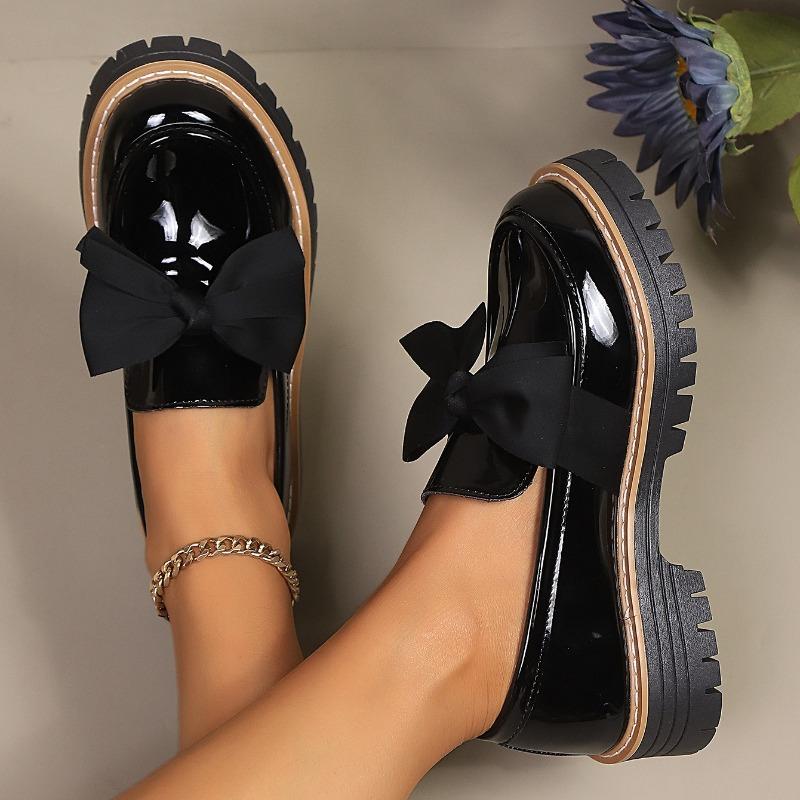 Dámské boty Oxford s platformou, silnou podrážkou, mašlí, nízkým profilem a bez tkaniček (slip-on) - nadměrné velikosti