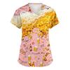 Womens V Neck Short Sleeve Work Shirt with Pockets Beer Festival Print Casual Medical Scrub Top for Caregivers Nurses and Hospitality Staff
