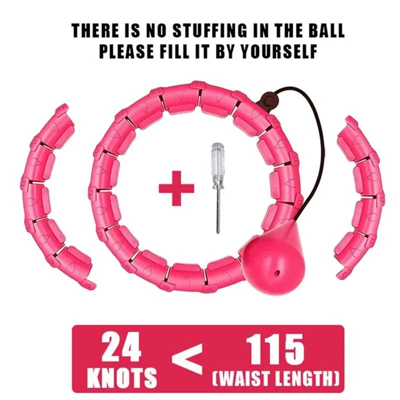 

Weighted Sports Circle Hoops for Adults Weight Loss Plus Size for Adults Smart Exercise 2 in 1 Adjustable with Detachable Knots розовый