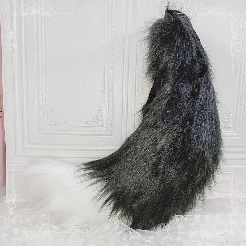 Handmade Anime Cosplay Animal Tail Accessory In White, Black, and Gray – Wolf, Fox, Dog Styles