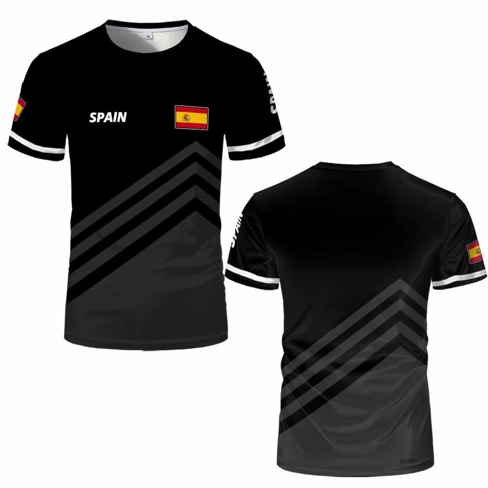 Maglia Grafica Bandiera Spagnola Moda Stampa Geometrica Asciugatura Rapida T-shirt Calcio Uomo Donna Sport Allenamento Casual Traspirante Top