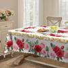 Pastoral Pink Roses, Round Tablecloth With Gold Border, Romantic Household Table Cloth, Dining Room Decoration