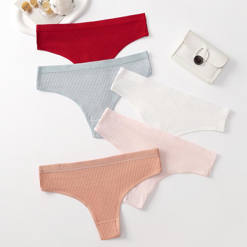 Women's Sexy Low-Rise Cotton Striped Thong Panties