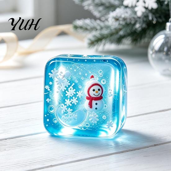 Holiday Stocking Stuffers Christmas Clear Cube Squeeze Toy, Santa Claus Stress for Sensory Toy Anxiety Reduction, Hand Relaxation Ball Xmas Gift Cubes