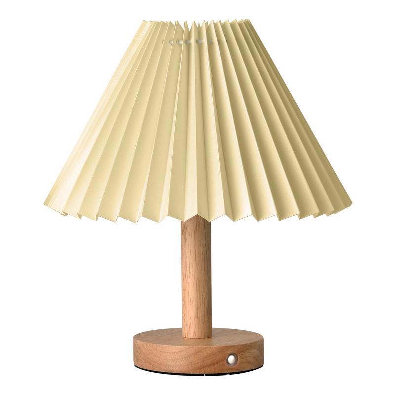 Nordic-Style Pleated Bedside Lamp: Japanese-Inspired Night Light for Dorms and Eye Protection
