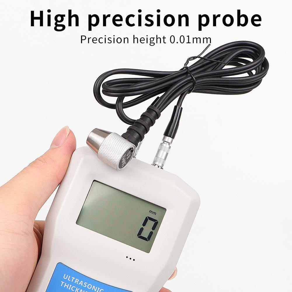 LCD Display Ultrasonic Thickness Gauge 1-280 mm Accuracy Ultrasonic Probe Thickness Tester for Metal Plastics PVC Pipe Glass