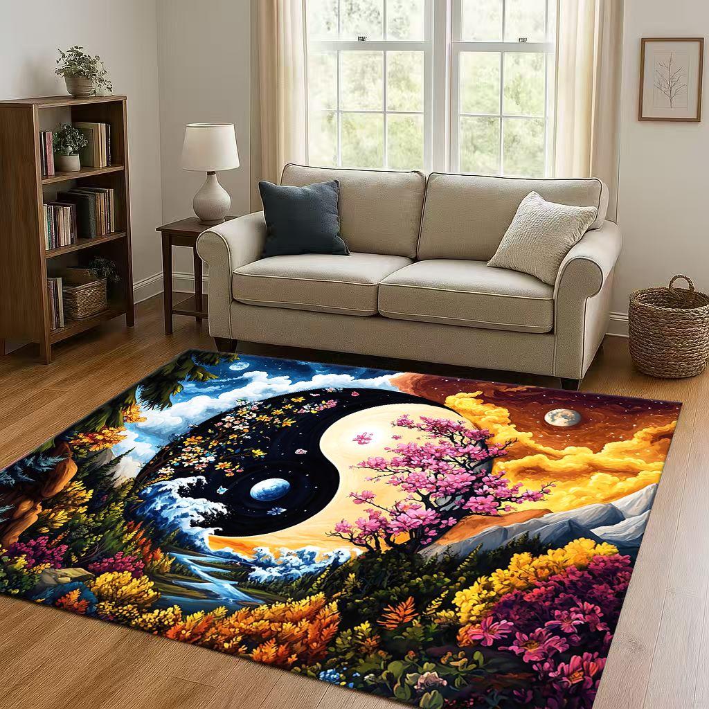 New Yin Yang Chinese Tai Chi Natural Balance Art Living Room Non-Slip Area Rug Soft Carpet for Bedroom Sofa,Home Decor Doormat