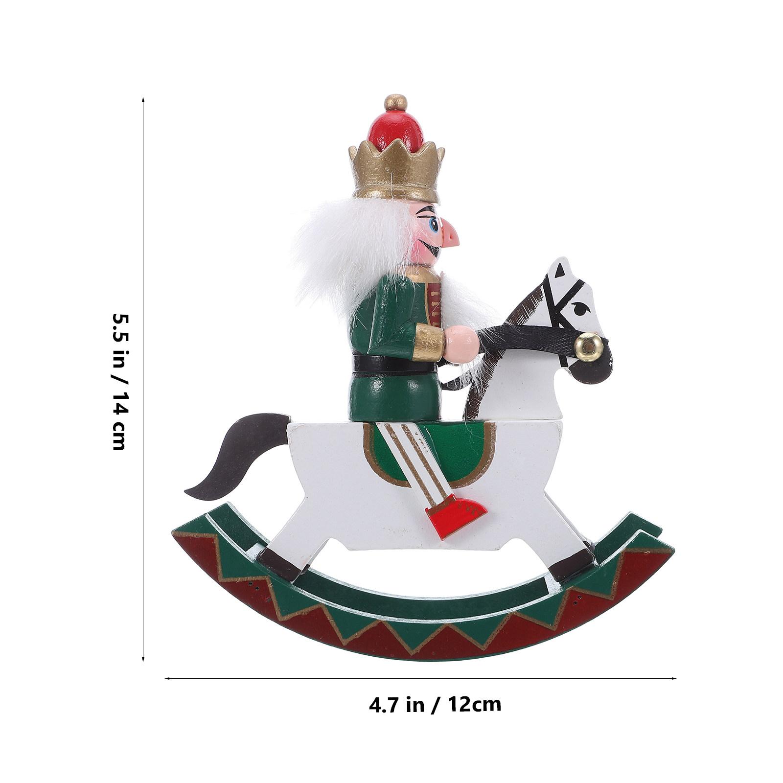 

Miniature Wooden Nutcracker Soldier Rocking Horse Christmas Table Decor Holiday Tiered Tray Xmas Ornaments Nutcracker Ornaments зелёный