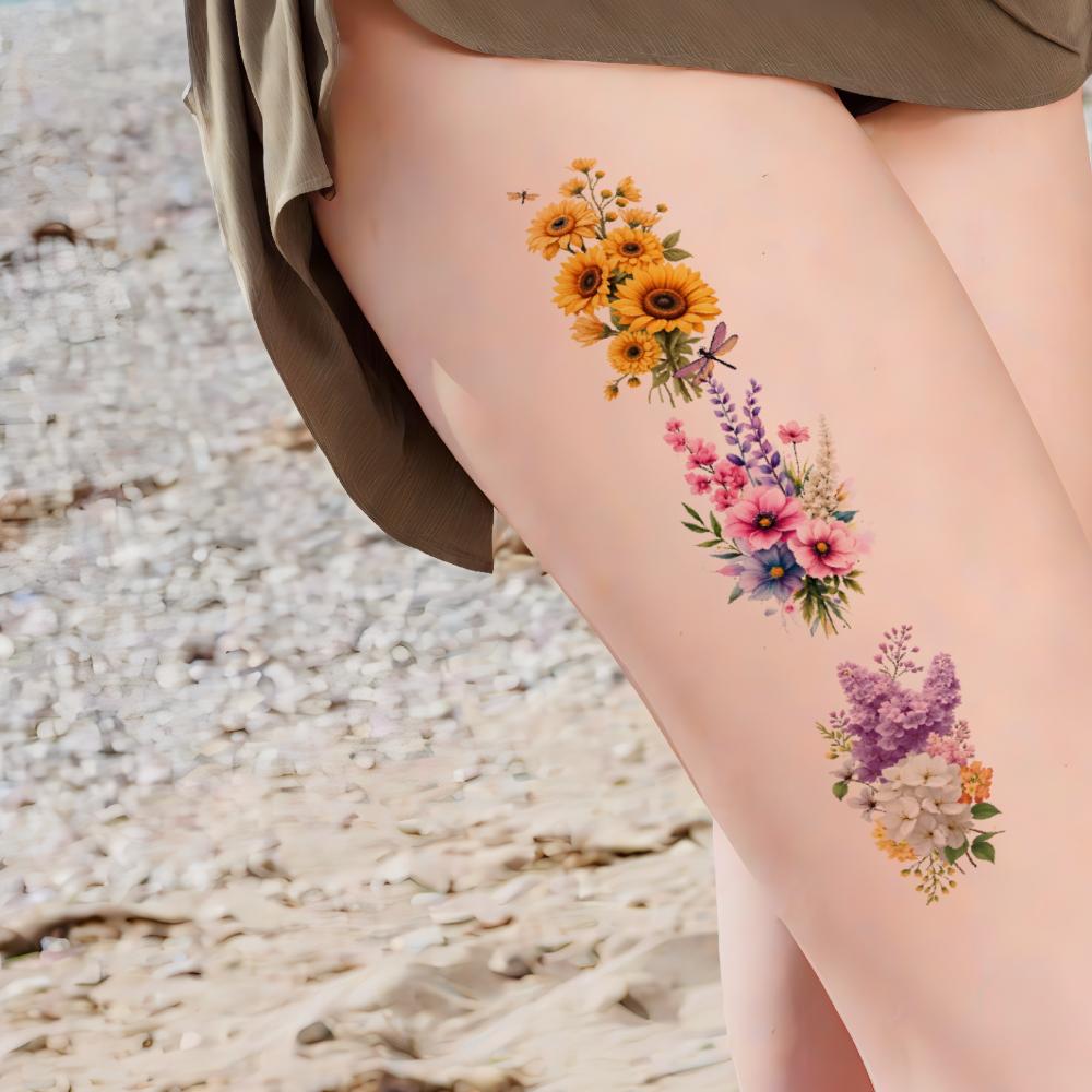 9pcs Temporary Tattoo Temporary Tattoo Stickers Butterflies Leaves Floral Patterns For Adult Thighs Shoulders