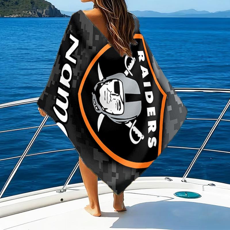 1PC Custom Name Beach Towel Oakland Raiders Fan Gear Beach Towel, Suitable for Camping, Travel, Beach Accessories, Super Absorbent, Family Gift