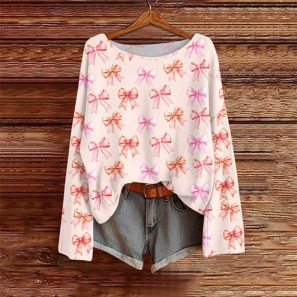 Long Sleeve Shirts For Women Printed Tees Blouses Casual Plus Size Basic Tops Pullover Casual Tunic Top Loose FitShirt