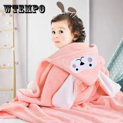 Cartoon Baby Bath Towels for Body Hooded Coral Fleece Kids Bathrobe Newborn Swaddle Wrap Baby Blankets