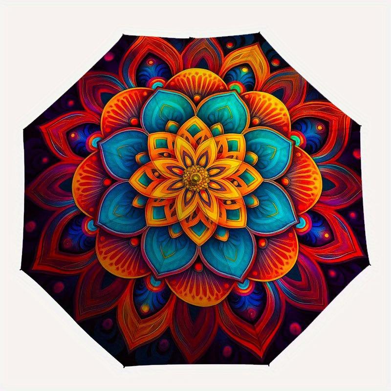 Vibrant Mandala Wall Art: Colorful Circular Decor for Any SpaceUmbrella with Cute Design, Portable 3-Fold Compact Umbrella for Men & Women, Valentine'