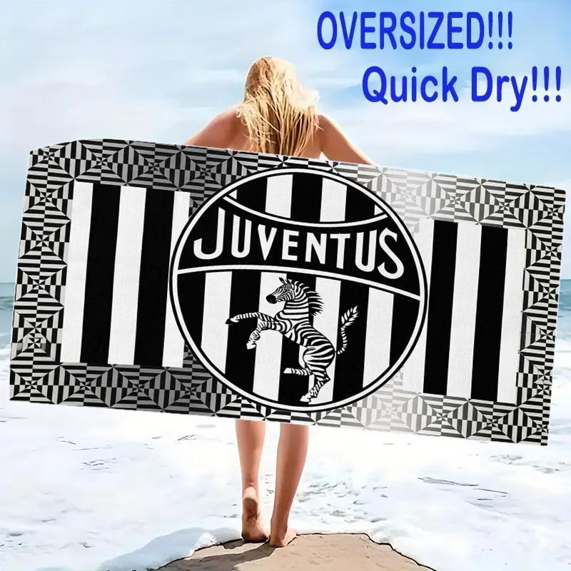 Juventus FC Print Beach Towel, Large Soft Quick Dry Towel for Beach Camping Swimming