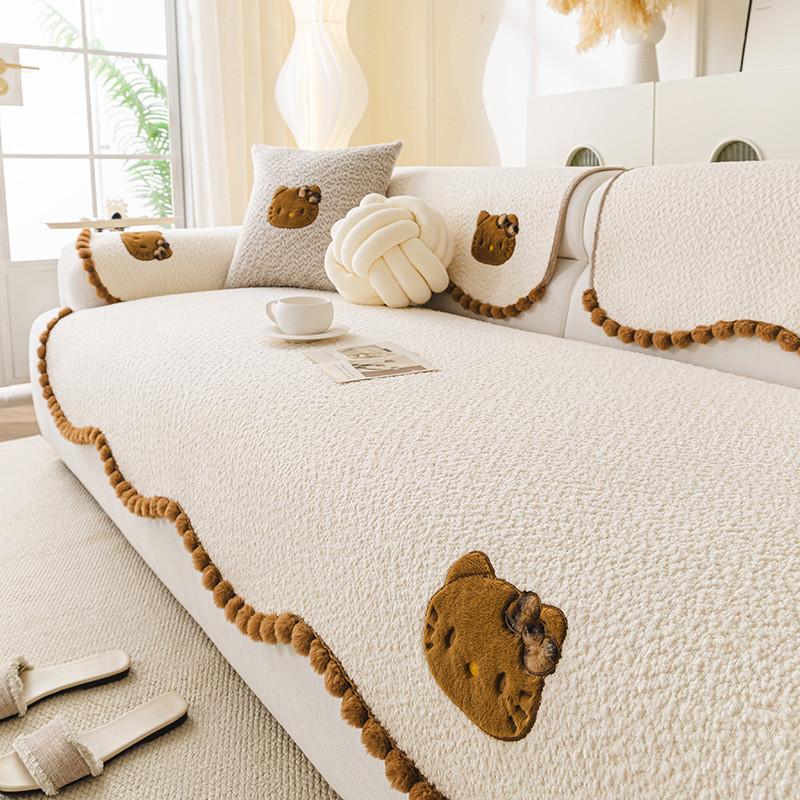 

1pcs Thick Modern Plush Sofa Towel Irregular Four Seasons Universal Couch Mat Minimalist Wear-resistant Sofa Blanket Home Decor 1seat 70x70cm-1pcs бежевий