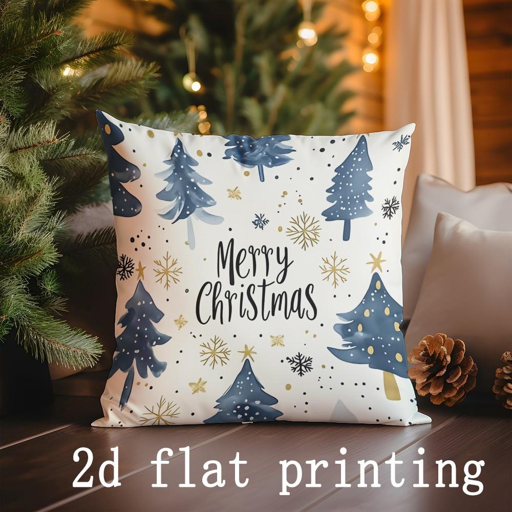 Home Decor Merry Christmas & Let It Snow Pillow Covers Pattern Cushion Cover Suitable For Sofa Bedroom Car Pillow Cover