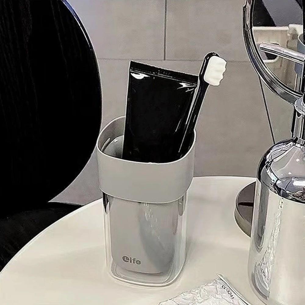 Portable 2In1 Mouthwash Cup Travel Lightweight Toothbrush Cup Multifunctional Plastic Electric Toothbrush Holder Storage Box