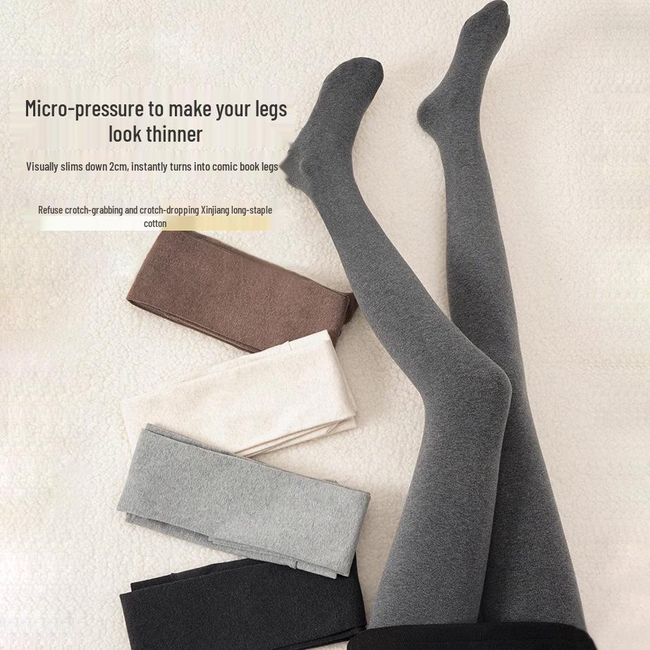 Women's Fleece-Lined Vertical Stripe Leggings – Thickened, Slimming, and Warm Cotton Stirrup Tights for Autumn and Winter.