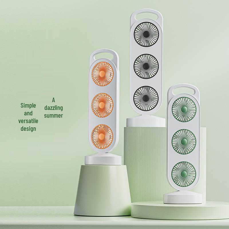 Portable USB Rechargeable High-Power Three-Blade Desktop Fan for Home and Outdoor Use