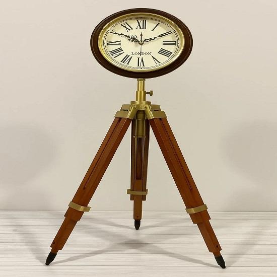 Enhance Your Space 162.56 cm Wooden Tripod Clock, Ideal for Home or Office Decor Featuring Classic Roman Numerals