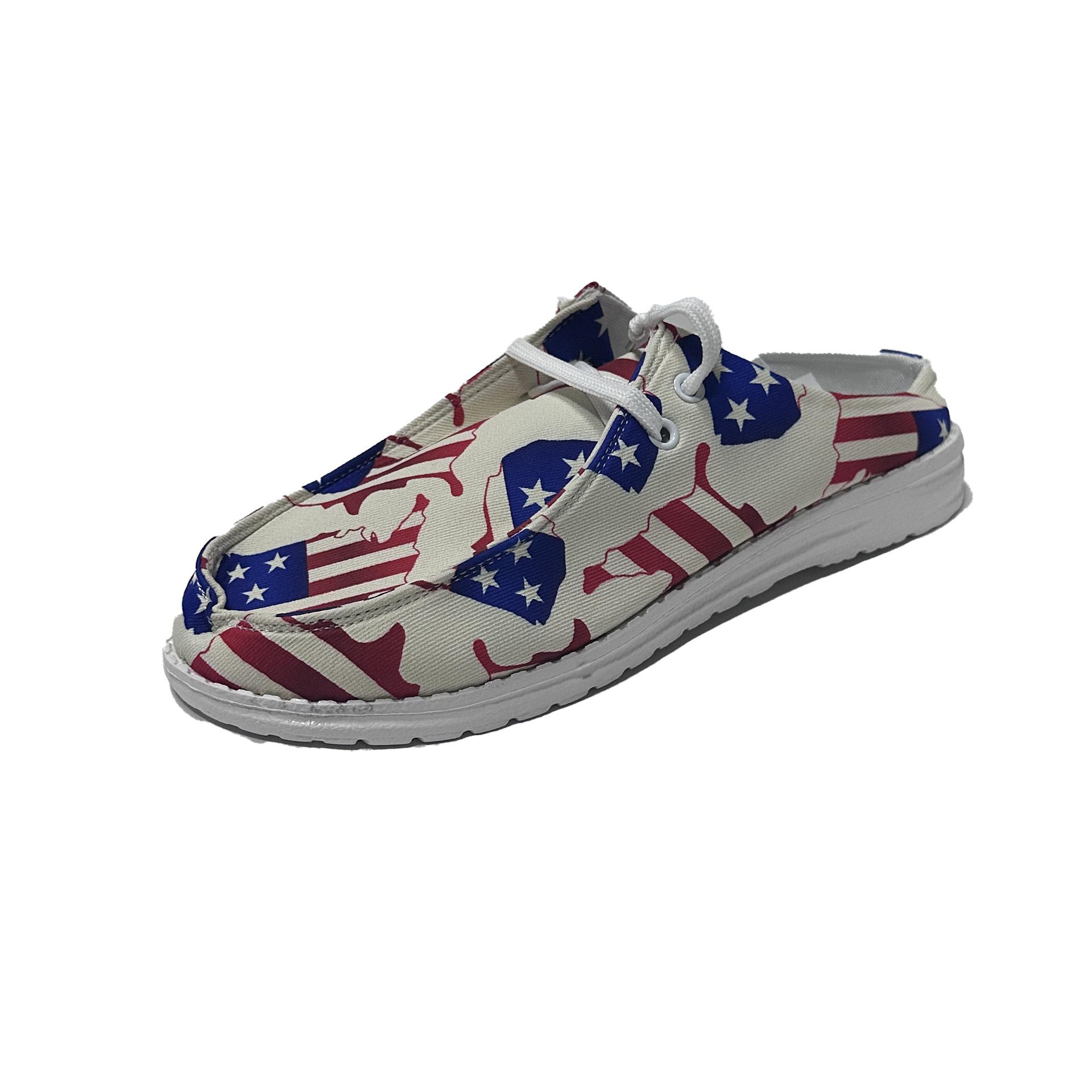 

3D градиентный звездно-полосатый флаг Дуду обувь женская повседневная плоская полушлепанцы одинарная обувь 43