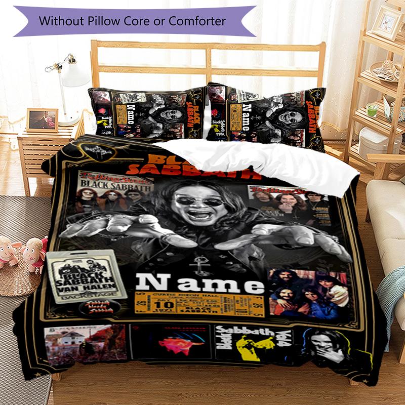 3pcs Custom Name Rock Ozzy Osbourne Bedding Set Duvet Cover Closure Includes 1 Duvet Cover & 2 Pillowcases for All Seasons Bedroom Decor