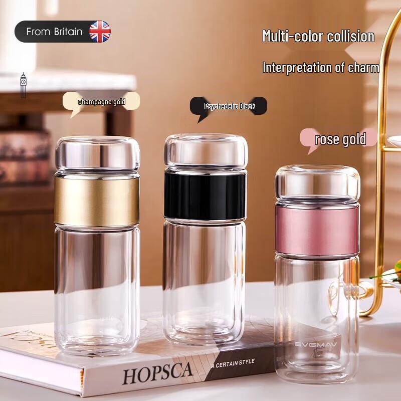 Baoweima Double-Wall Glass Tea Infuser Cup, 200ml