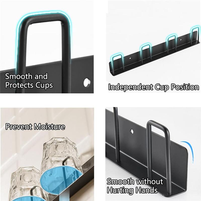 AD23-2Pcs Wall-Mounted Mug Holder Mug Hooks No Drilling,Mug Rack Hooks With 4 Cup Holders