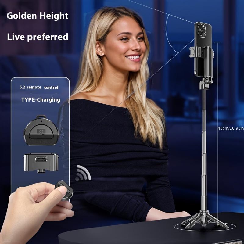 Juhtmevaba Selfie Sticki statiivialus koos kerge Bluetoothi ​​kaugjuhtimispuldi pikendatava statiiviga iPhone'i mobiiltelefonile Tiktok otseülekanne
