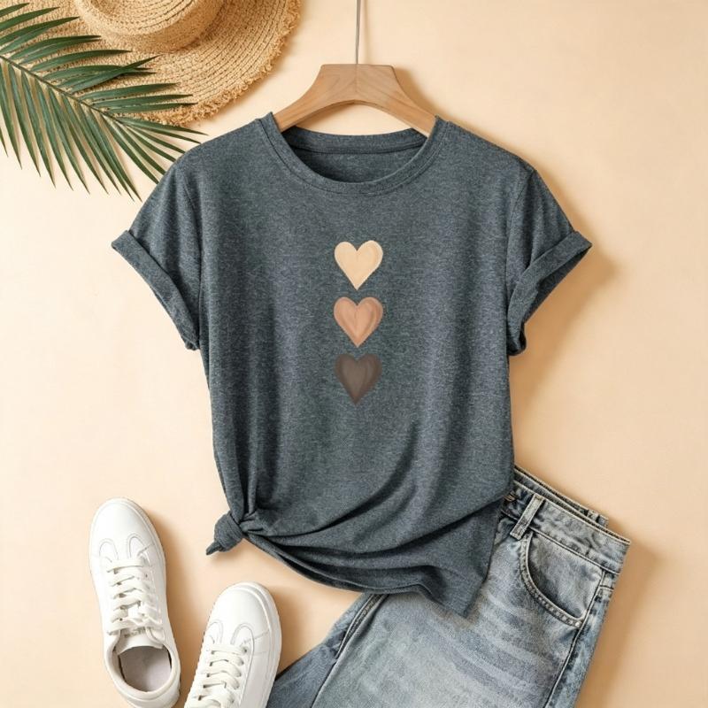 Harajuku Hearts Unisexs Tee Minimalist Graphic Casual Everyday Top Y2k Top Unisex Clothing Shirts For Unisex Graphic T Shirts