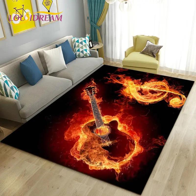 Classical Guitar Electric Guitar Area Rug Large,Carpet Rug for Living Room Bedroom Sofa Doormat Decoration, Non-slip Floor Mat
