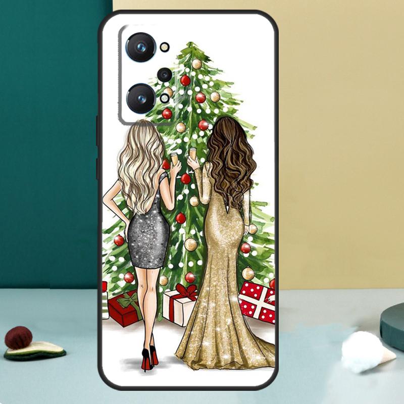 Fashion Girl Merry Christmas For OPPO Realme C33 C55 C35 C31 C30 C21Y C25 C11 C15 GT Neo 5 3T 2T 8 9 10 11 Pro Plus Case