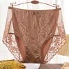 Plus Size Sexy Lace Seamless Panties High-Rised Mesh Briefs Soft Breathable Underpants Lightweight Underwear