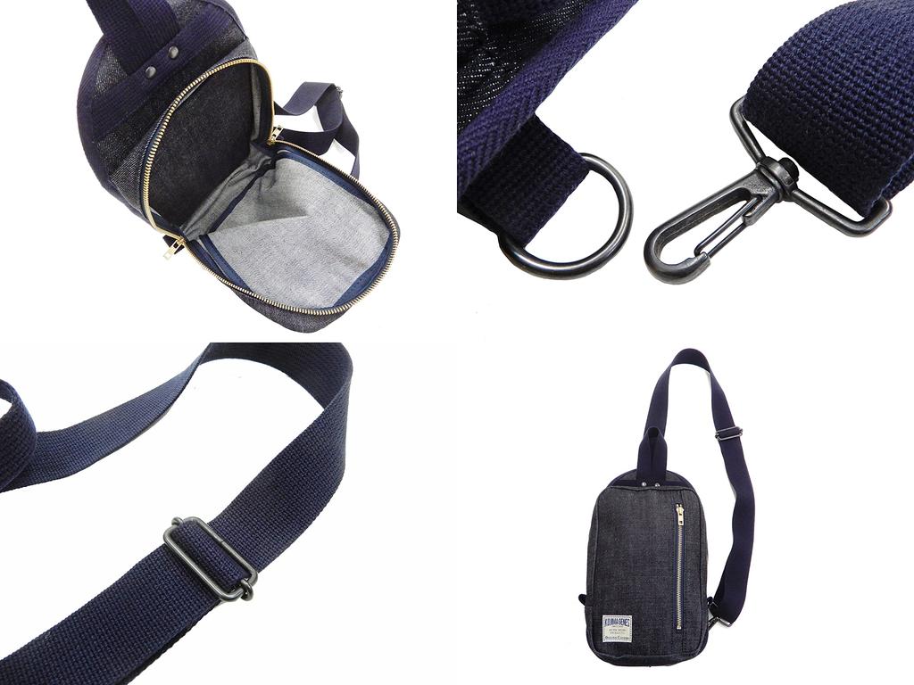 Kojima Genes Bag Size Fits Indigo Men's One-Shoulder (RNB-953) (One All, Denim)