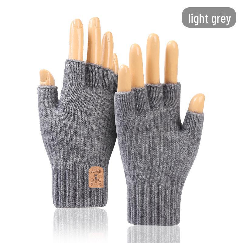 Men's Thick Knitted Wool Touchscreen Cycling Gloves - Warm, Cold-Proof, Plus Velvet for Winter Outdoor Use