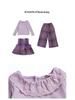 Girls' 2025 Spring Plaid Three-Piece Outfit - Korean-Style Fashion for Baby and Toddlers