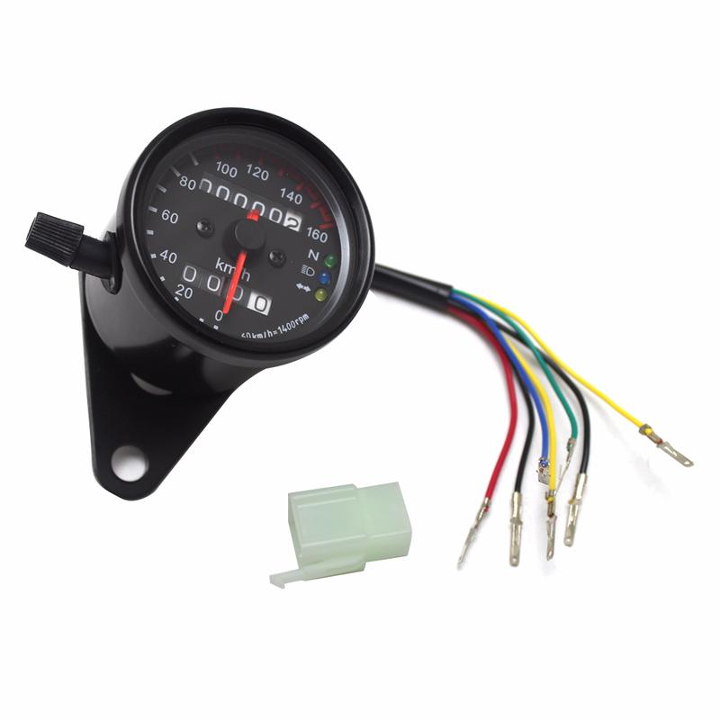 Universal Motorcycle Speedometer Odometer 12V Motorcycle Dual Speed Meter with LED Indicator