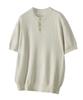 UNTAPPED STUDIO [2Pack] Washable Cool Cotton Henley Neck Round Short Sleeve Knit 5 Colors (B Type)